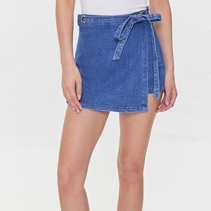 Belted Denim Wrap Skort  - size medium - NWT